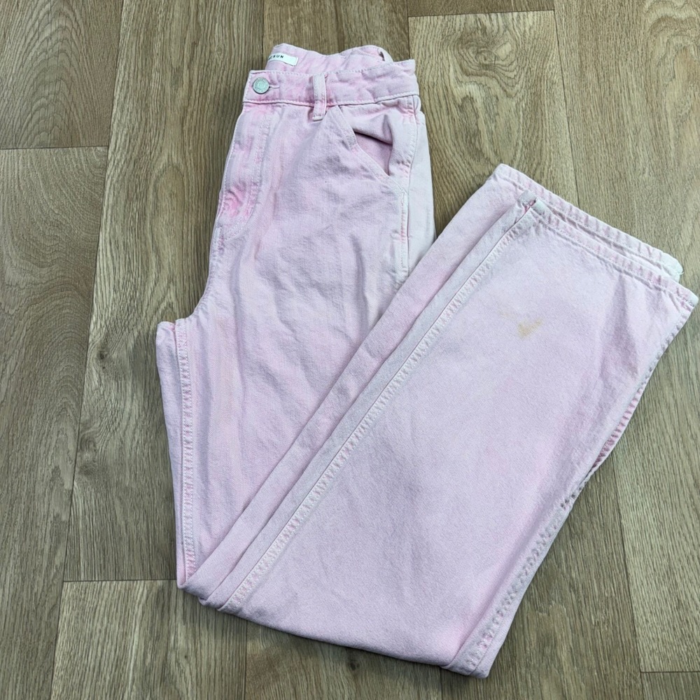 PacSun 90s BF Carpenter Pink High Waisted Straight Leg Jeans Size 27 Slit Hem